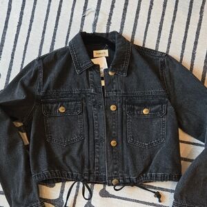 Mono B Dark Wash Cropped Denim Jacket